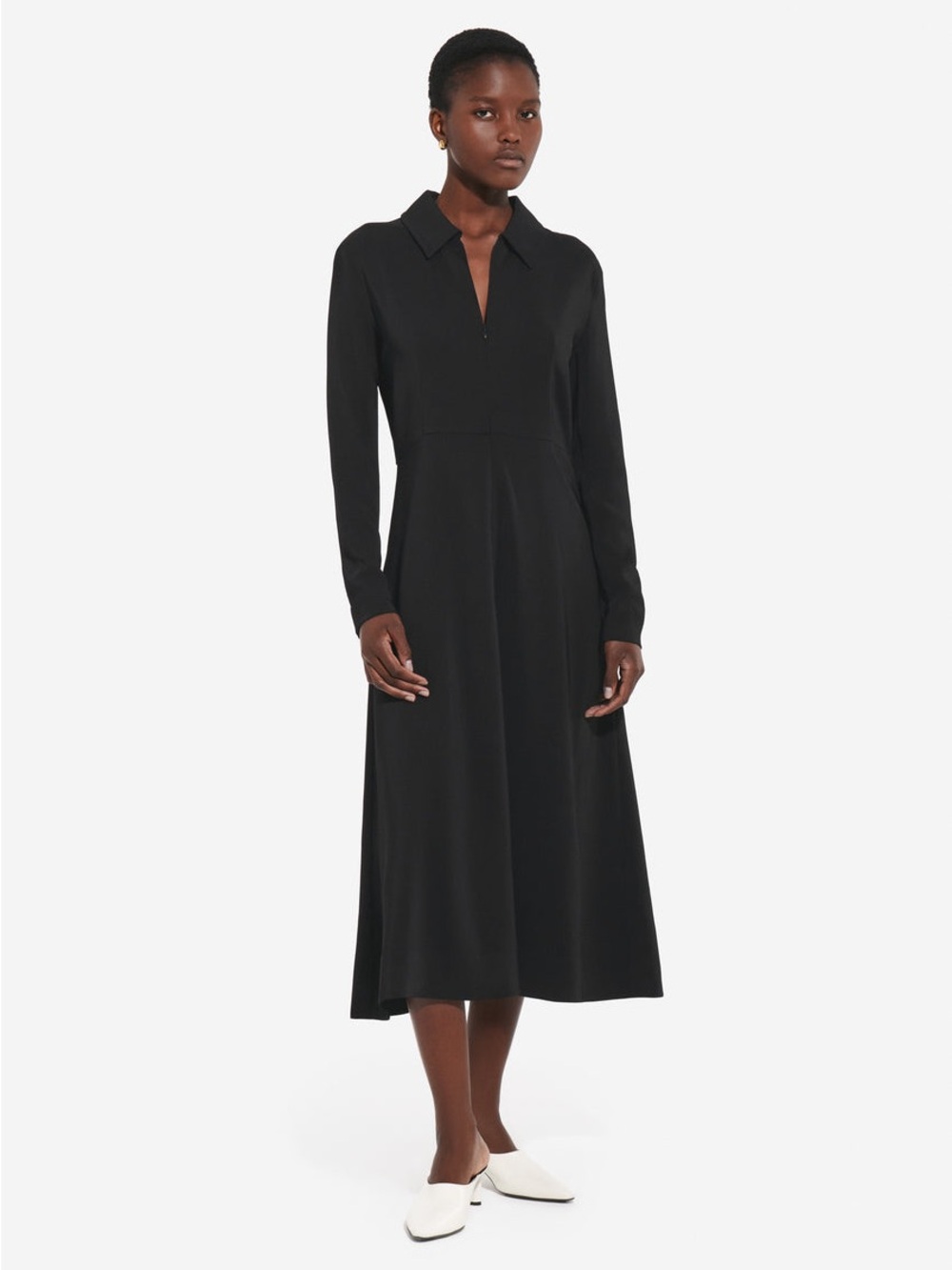 CO Long Sleeve Shirt Dress Crepe